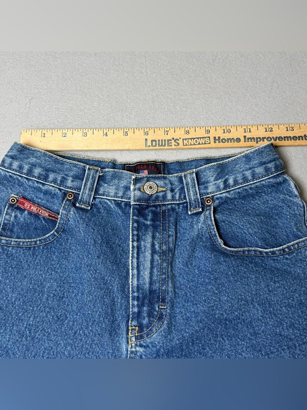US Polo Assn Jeans Co Mens Blue Denim Carpenter Shorts Size 14 Medium Wash Y2K - Picture 10 of 10